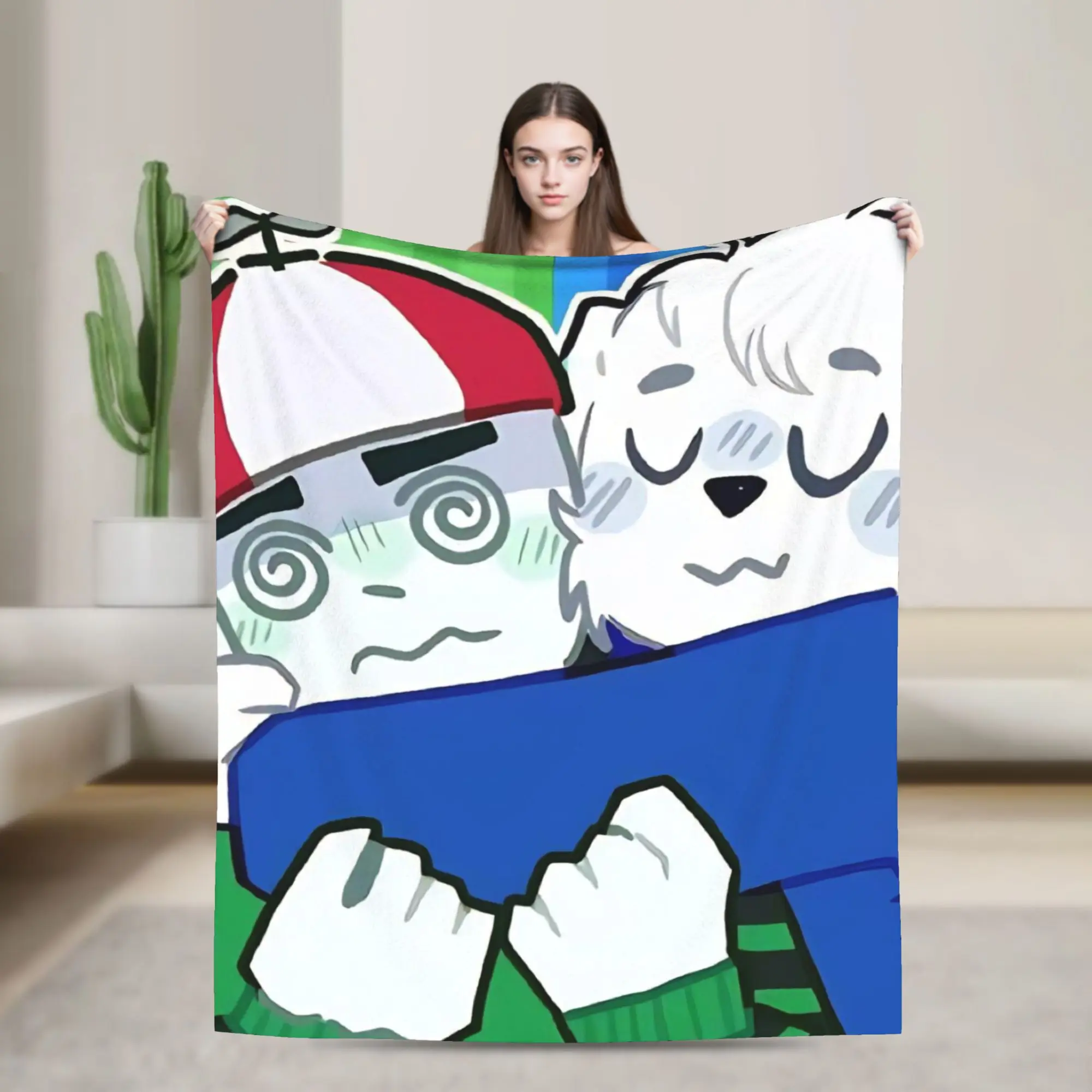 Omenaso Youtuber Gaming Blanket Flannel Spring/Autumn  Multi-function Ultra-Soft Throw Blankets for Home Office Bedspreads