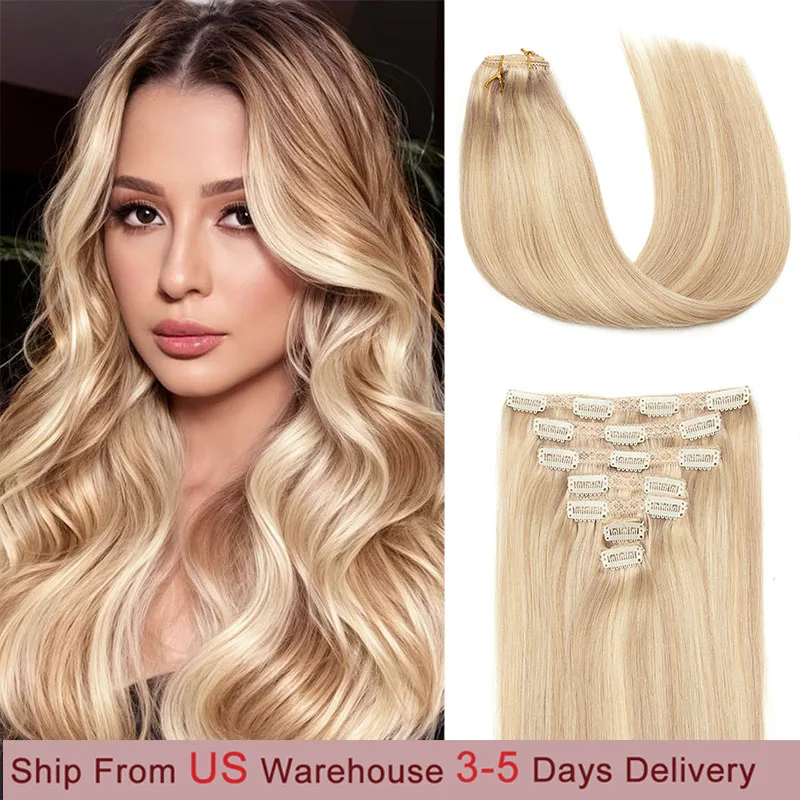 

MRSHAIR Clip in Hair Extension Human Hair Real Natural Hair Extension Double Weft Full Head 7PCS Clip Ins 18inch 120g Clip ins