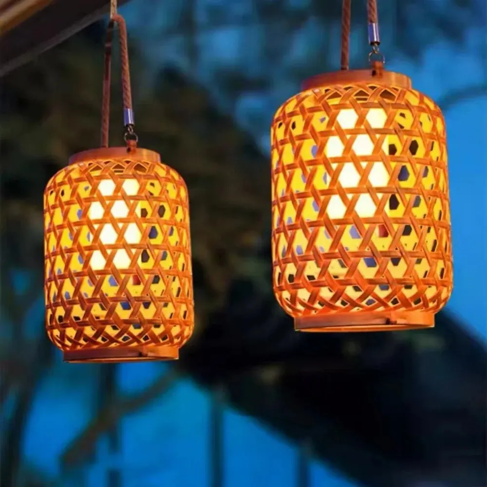 

Waterproof Solar Imitation Rattan Lantern LED 800 MAH Woven Landscape Chandelier Warm Light Home Decorative Lights Outdoor