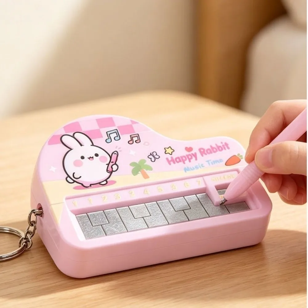 Portable Electronic Piano Keychain Built-In Sound Cartoon Rabbit Musical Instrument Keychain Penguin Novelty Musical Bag Charm