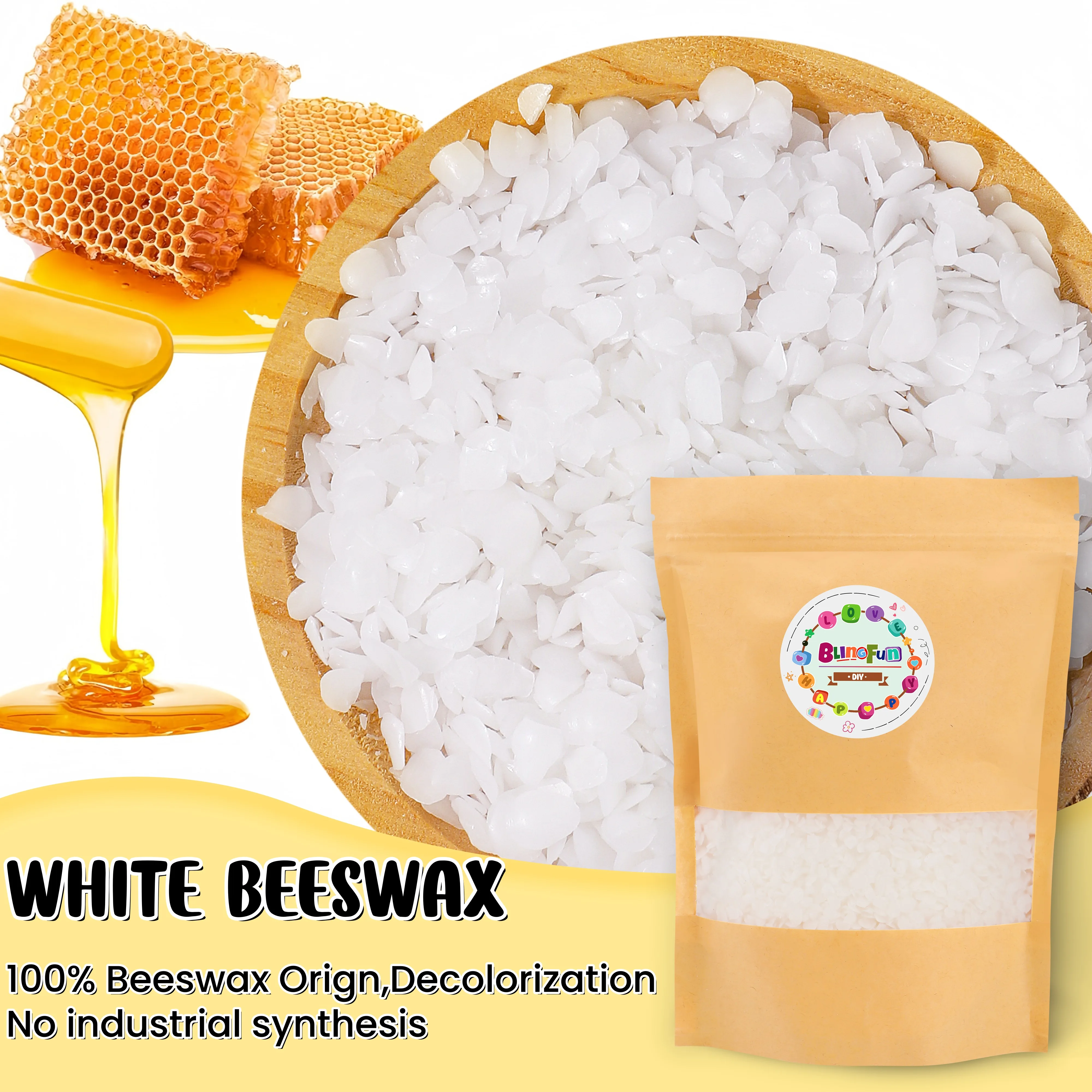 1LB/2LB/5LB 100% Soy Wax, Yellow Beeswax, White Beeswax, Soft Chunks and Pellets, Perfect for Sccented Candle and Wax Products