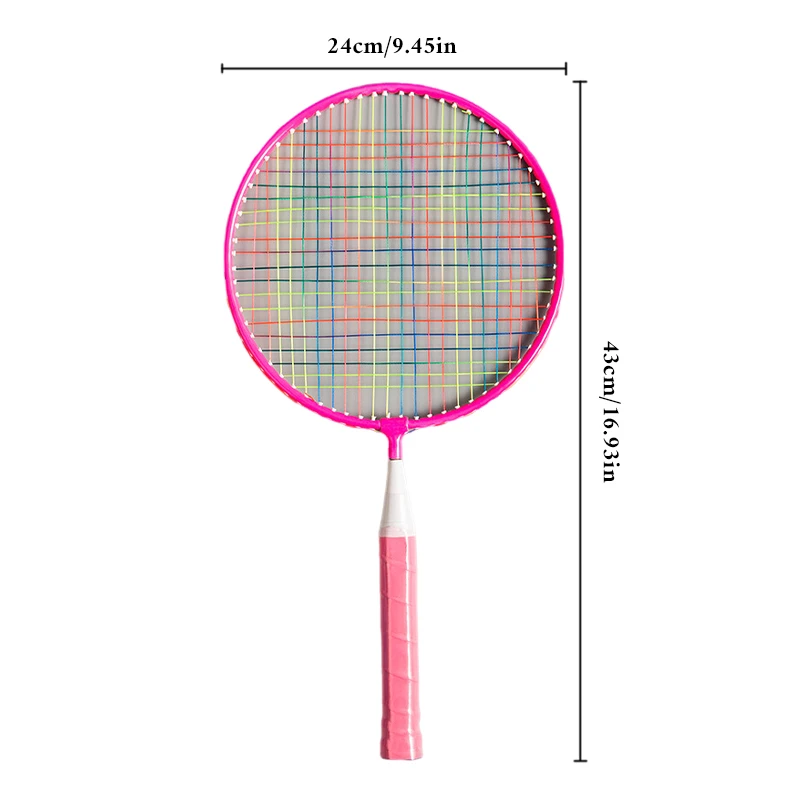 3-12 Years Old Children Lightweight Badminton Rackets Game Iron Alloy Double Racquet Set with Carrying Bag Sports Equipment