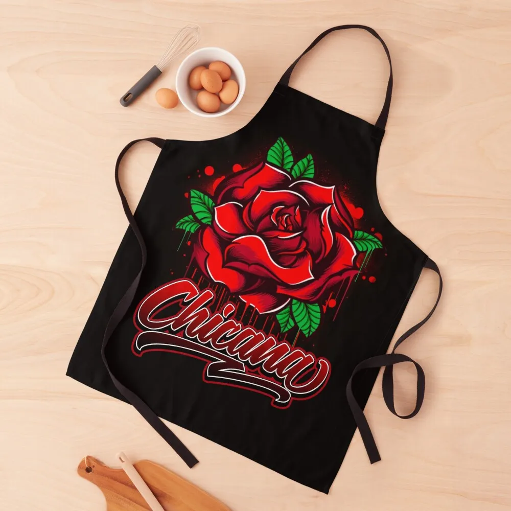 The OG Family Clothing - Chicana Rose Graffiti Drip Apron chefs Cute Kitchen Apron