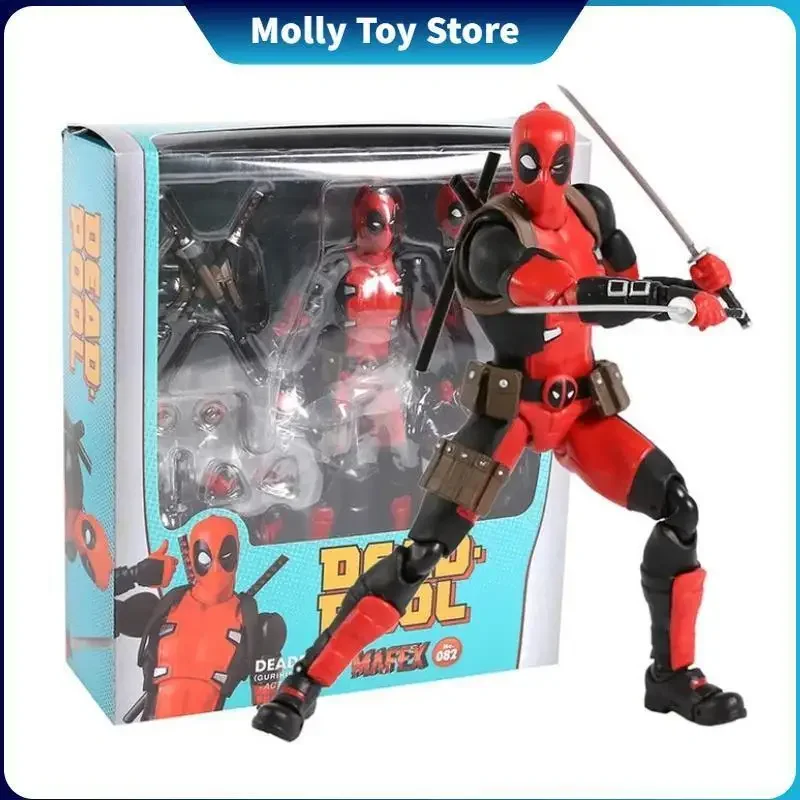 Mafex-Marvel X-Men Deadpool Figuras de Ação Anime, Versão Quadrinhos, Decoração Cartoon, Modelo de Brinquedo Colecionável, Presente de Aniversário Infantil, 082