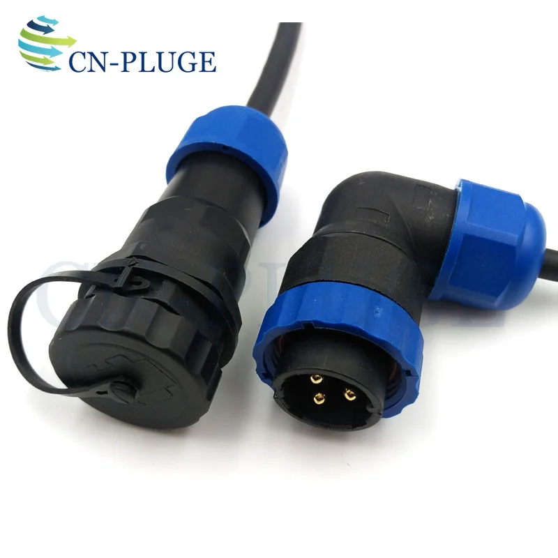 SD20 Right Angle Series 20mm Nut Panel Mount Connector 2 3 4 5 6 7 8 9 10 12 14 Pin Waterproof IP68 Outdoor Industrial