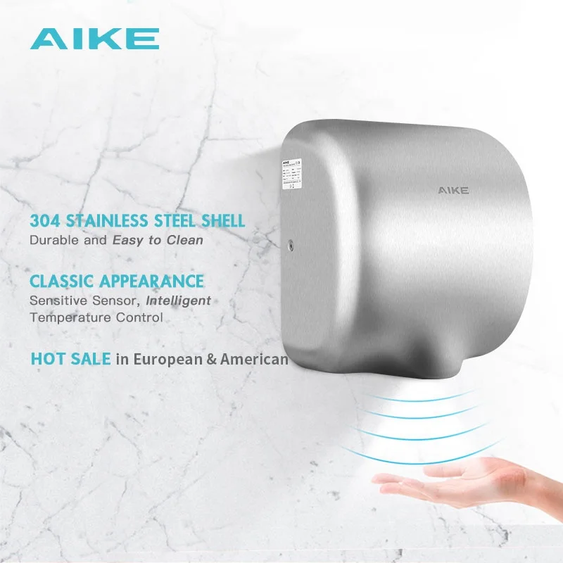 Heavy Duty Stainless Steel Hand Dryer AK2800H High-Speed Constant Temperature Heating HEPA Filter Commercial Public Washroom