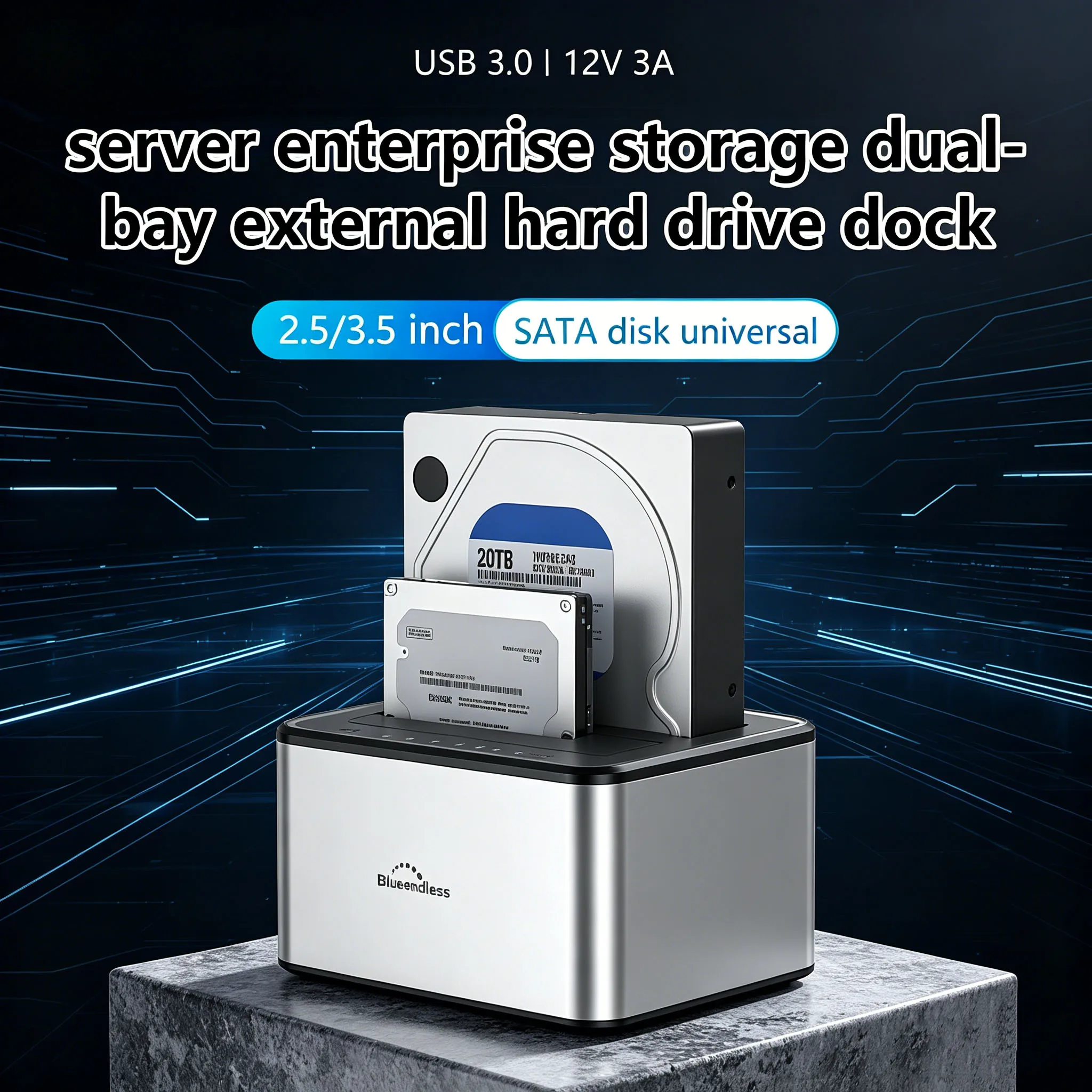 

Titan Dual Bay HDD Box Docking Station SSD Case Offline Clone SATA to USB 3.0 Adapter Duplicator for 2.5 3.5 SSD/HDD Disk