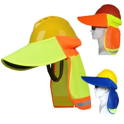 Hi-vis-sombrilla de cuello con visera, sombrero duro reflectante amarillo, accesorios para montar