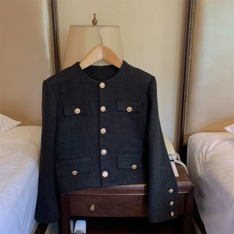 

Жакет из твида темно-красный женский летний легкий ветрозащитный солнцезащитный эластичный в корейском стиле с панелями минималистичный полупрозрачный OL