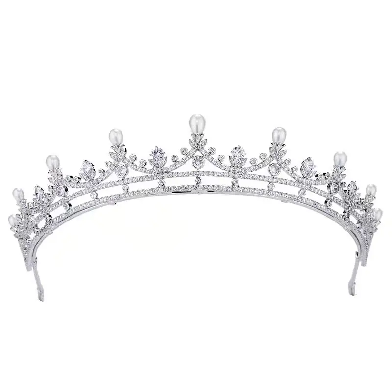 Crown headdress silver super fairy wedding dress crown premium pearl simple jewelry headdress