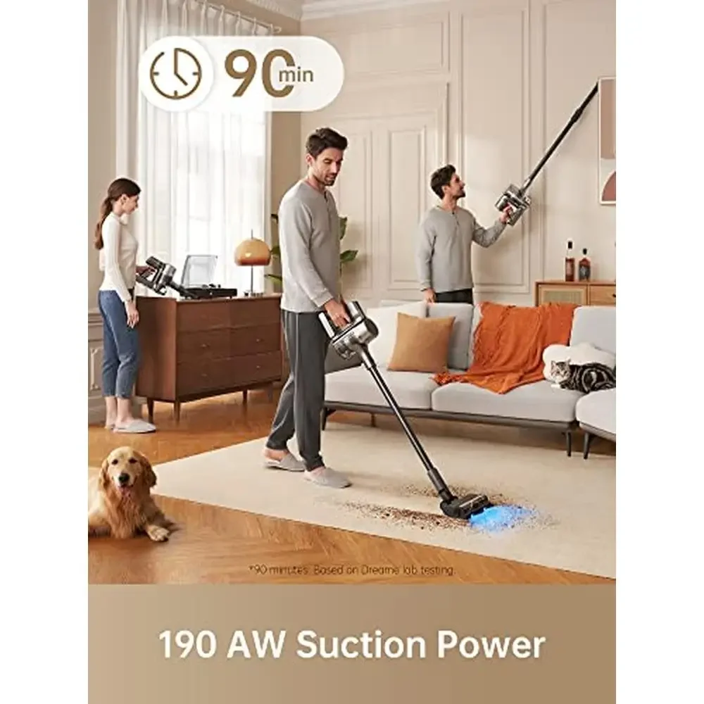 Cordless Vacuum Cleaner Dual Brush Head Home Powerful Rechargeable Smart Stick Handheld Vacuum 90 min Runtime Intelligent