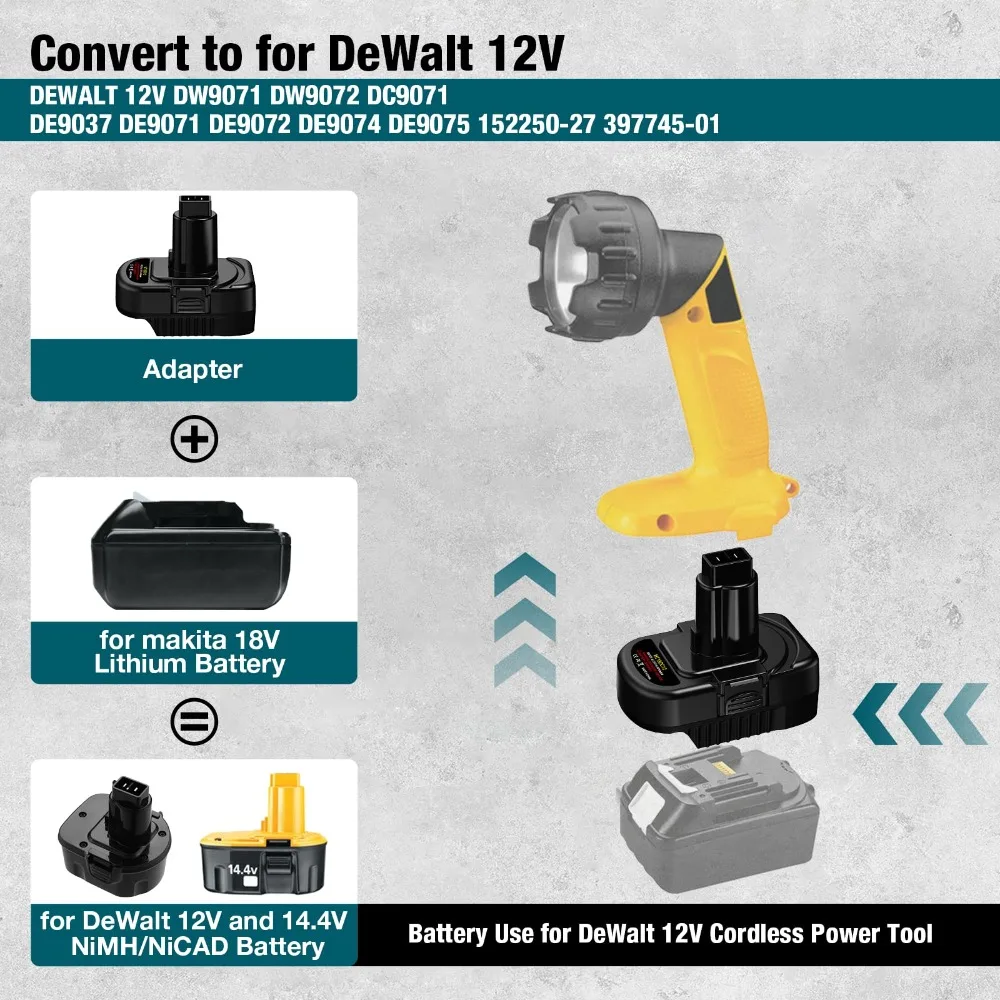محول البطارية لماكيتا 18 فولت ليثيوم لديوالت 12 فولت-14.4 فولت ni-mh بطارية أدوات كهربائية التدريبات MT18DC12 محول البطارية محول