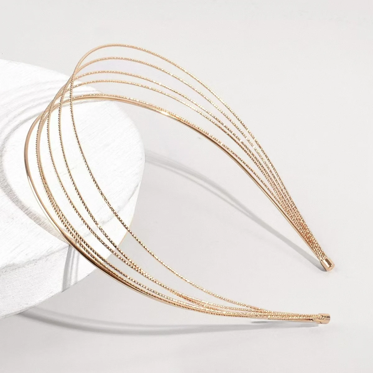 Neue Dünne Stirnbänder für Frauen Multilayer Legierung Haar Hoop Doppel Wurzel Metall Haar Bands Haar Zubehör Glatte Kopf Hoop Großhandel – Detail 3