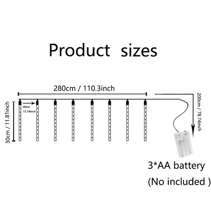 Battery-powered Meteor Shower LED Weddings and Festive Celebrations, Perfect for Holiday, Party, Restaurant Christmas Decor