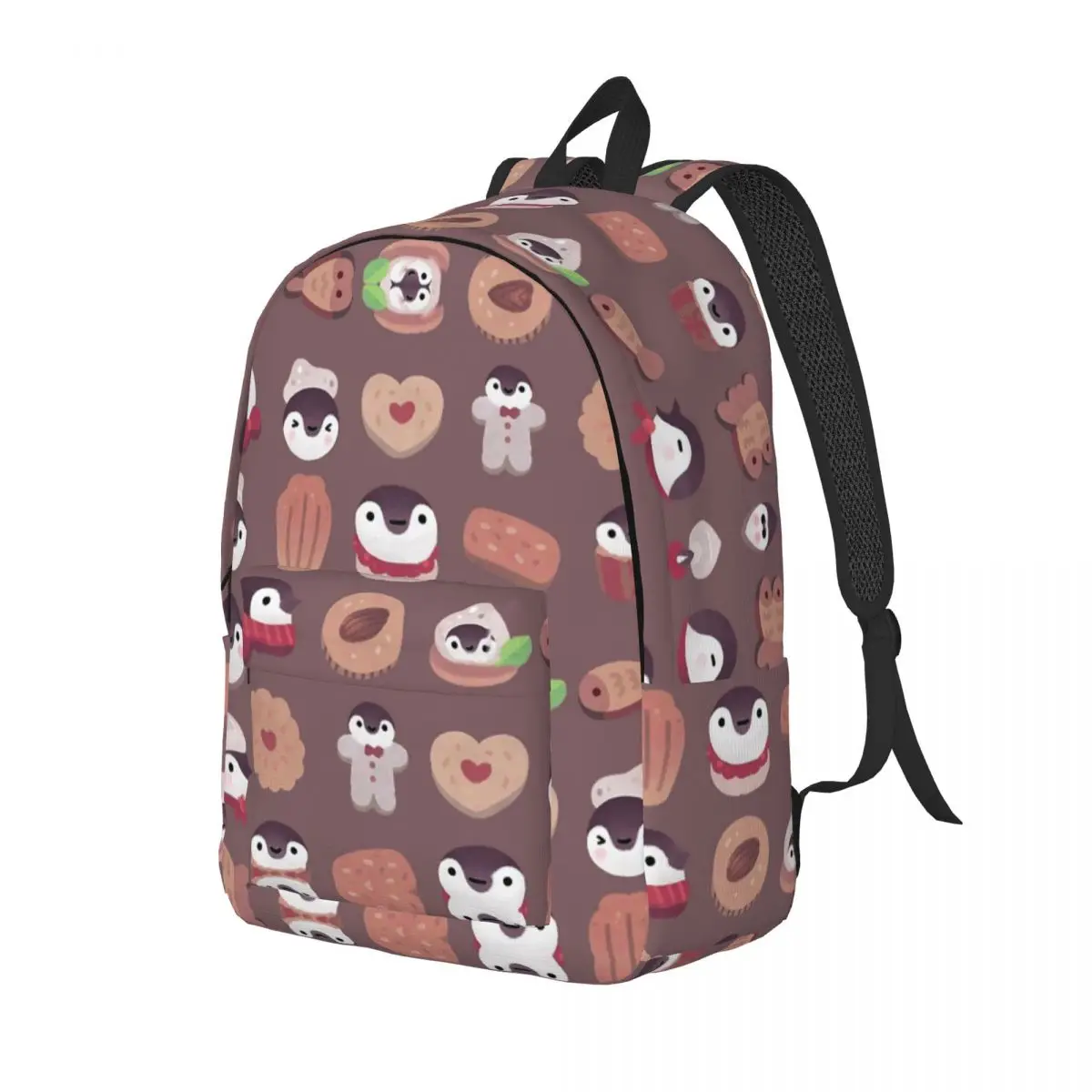 Ransel Cookie Penguin tas punggung pelajar sekolah menengah pertama musim dingin salju lucu tas buku hewan Kawaii hadiah Daypack Pria Wanita