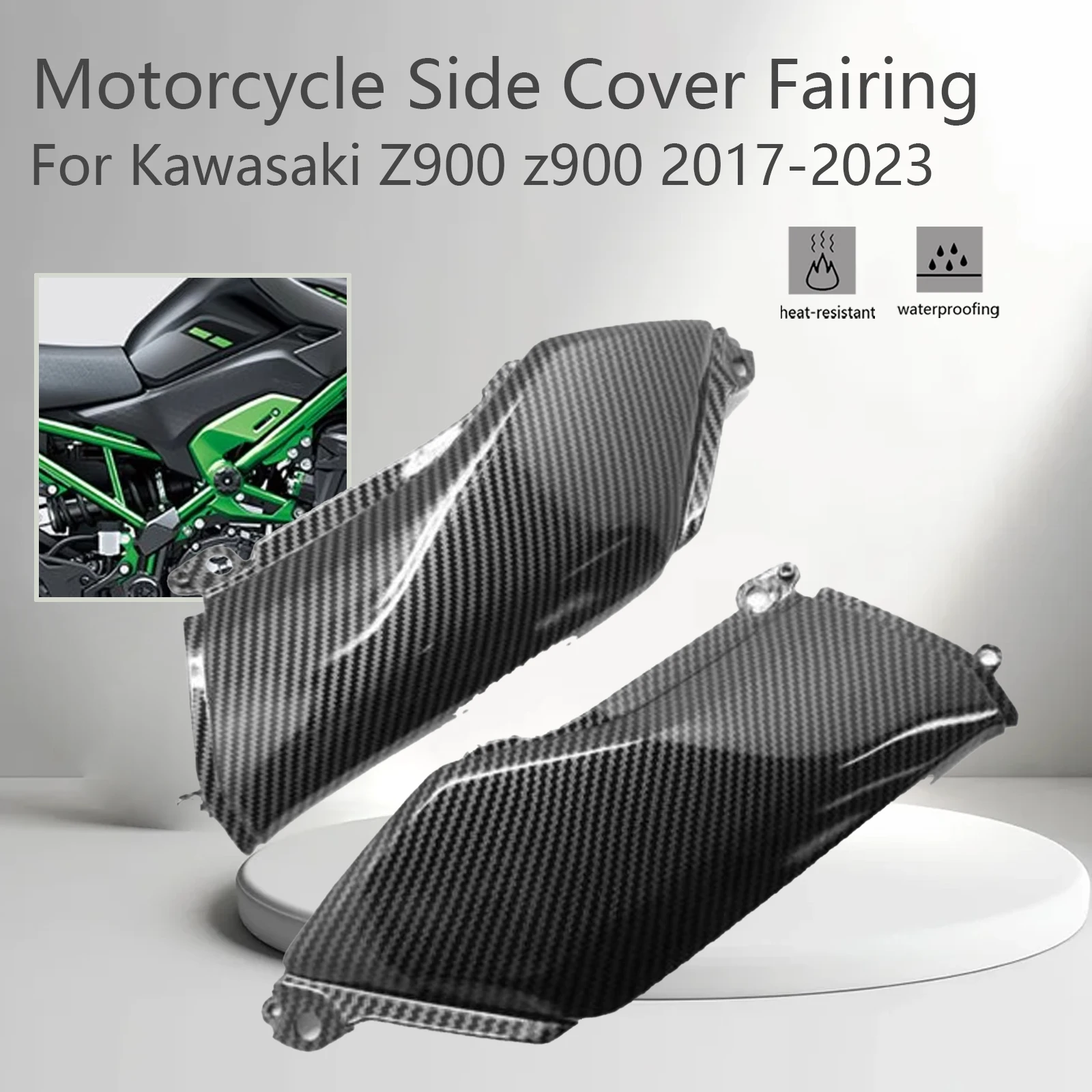 For Kawasaki Z900 z900 2017-2023 Motorcycle Accessories Gas Tank Side Cover Fairing Cowling ABS Carbon Fiber paint Side Panel