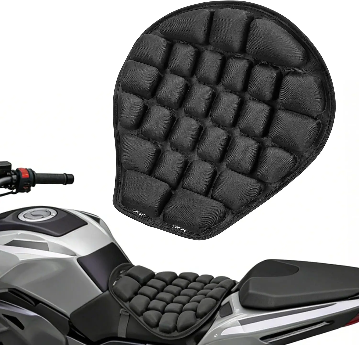 Inflatable Motorcycle Seat Cushion with Built-in Pump, Non-Slip Air Pad