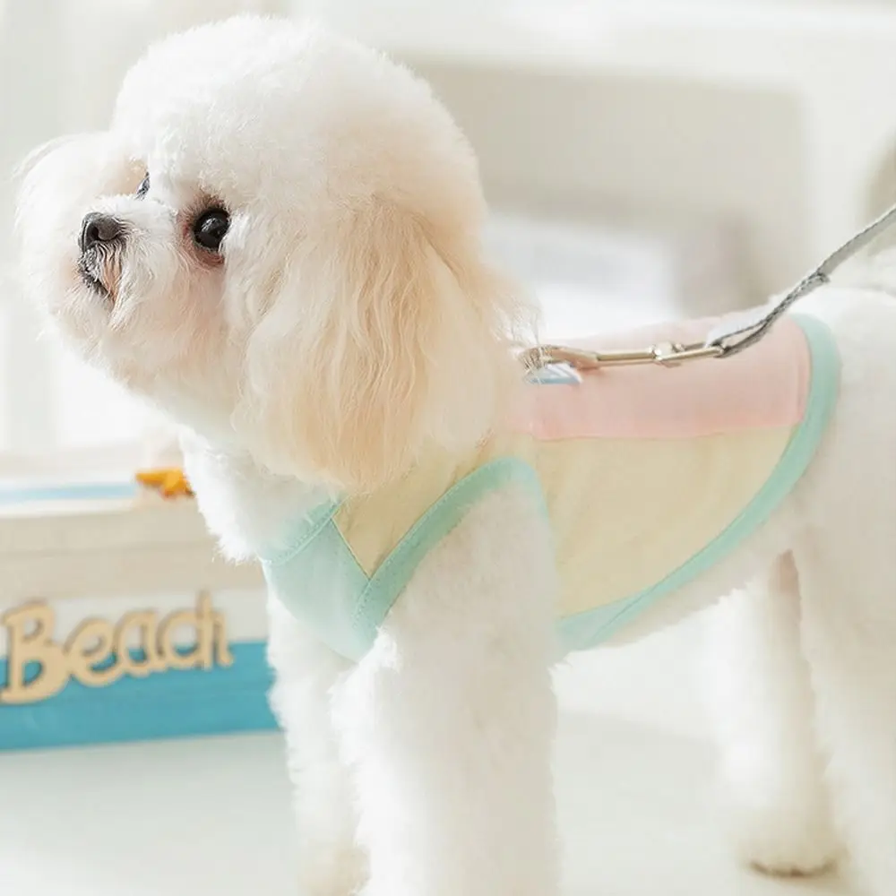 Mesh Dog Candy Colored Vest with Small Butterfly Comfortable Pet Traction Vest Breathable Sun Protection Cool Pet Dog Clothing