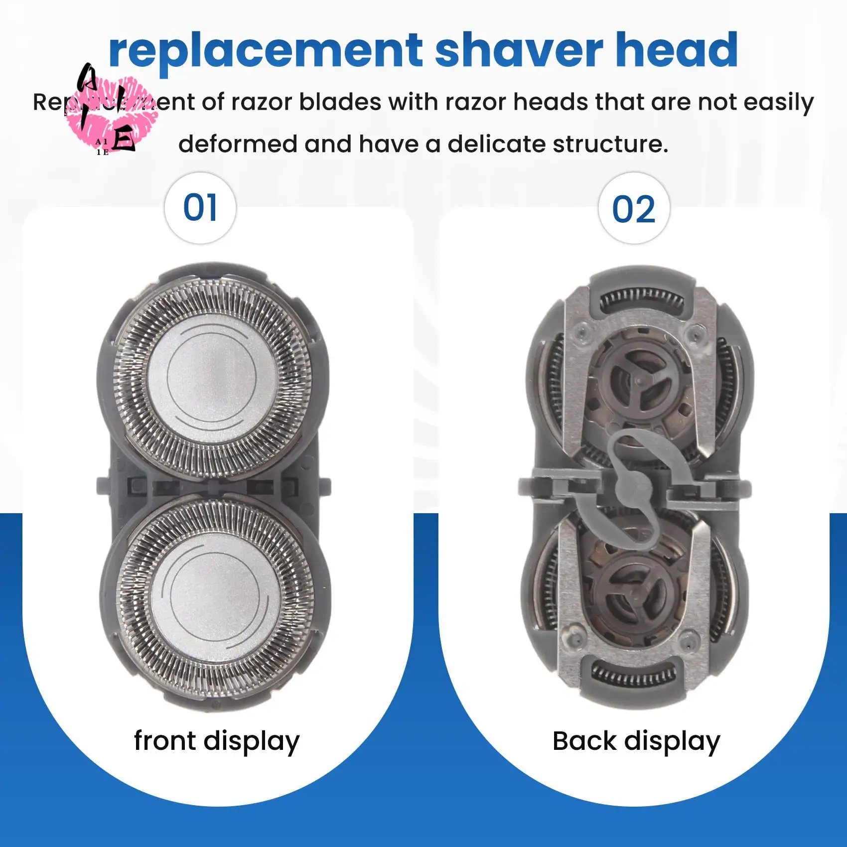A11E-Stainless Steel Universal Razor Blades Shaving Heads With ABS Mount Holder Kit Replacement For PQ182 PQ183 PQ206