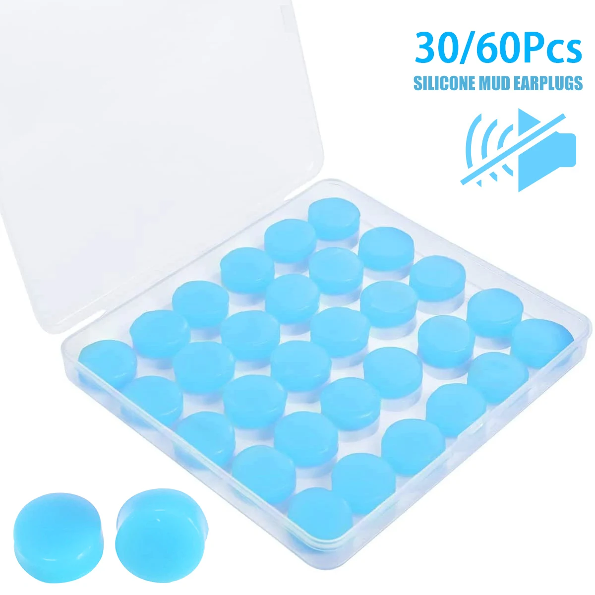 30/60Pcs Silicone Ear Plugs Reusable Earplugs for Sleeping Swimming Traveling Working Studying Noise Reduction Flexible Ear Plug