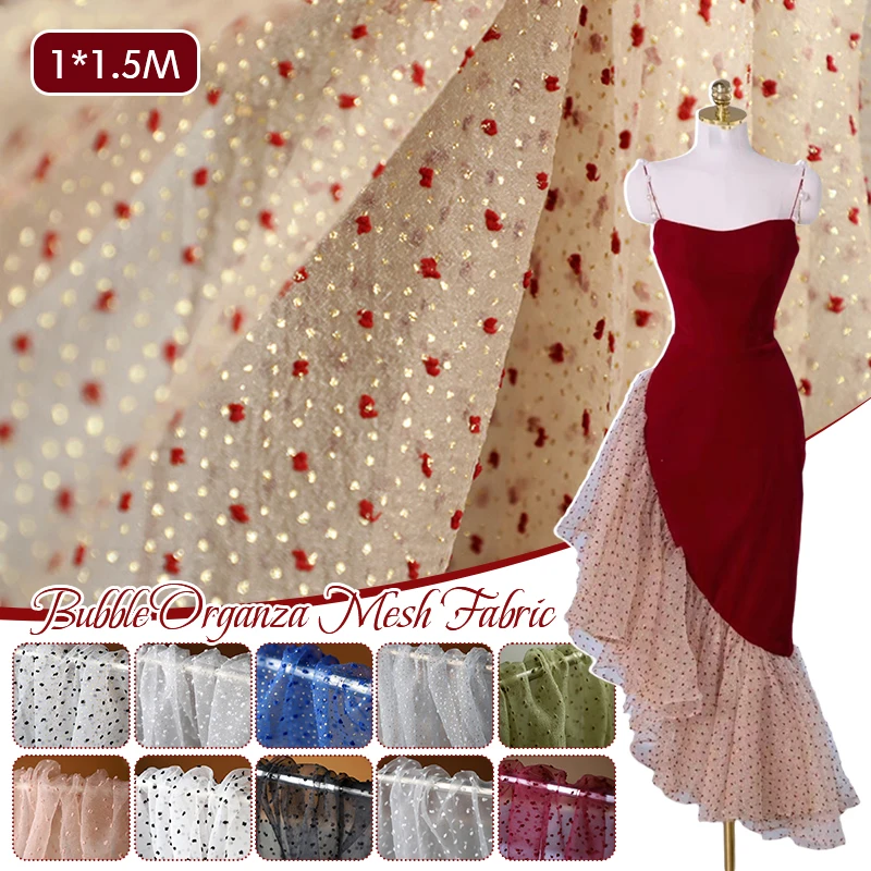 

Seersucker Tulle Fabric With Shiny Dot For Girls Dress Children Clothing Headband Tutu Skirt DIY Sewing Material