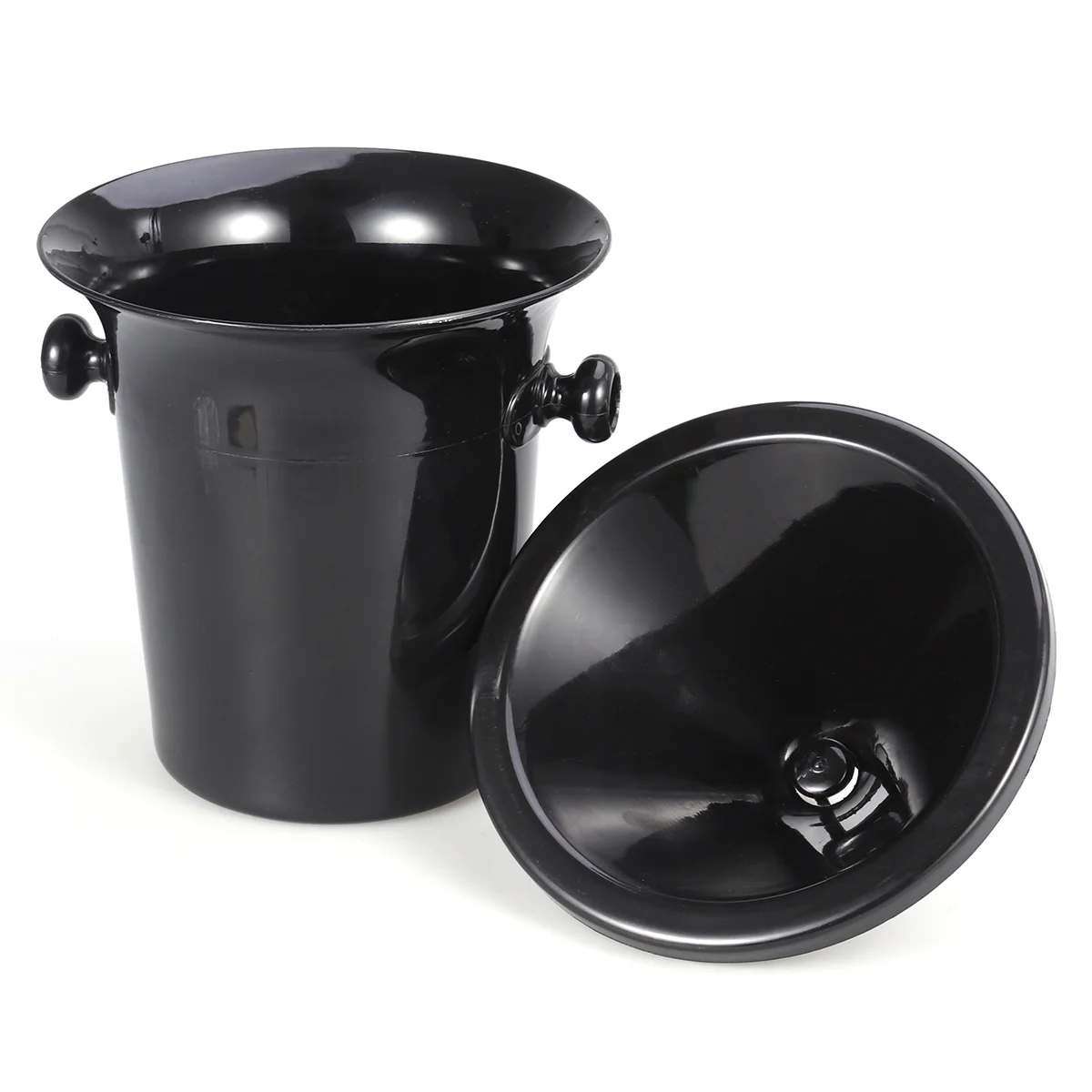 Wine Tasting Spittoon Black Wine Spittoon Wine Dump Bucket Plastic Round Double Ears Ice Bucket Wine Tasting Accessories