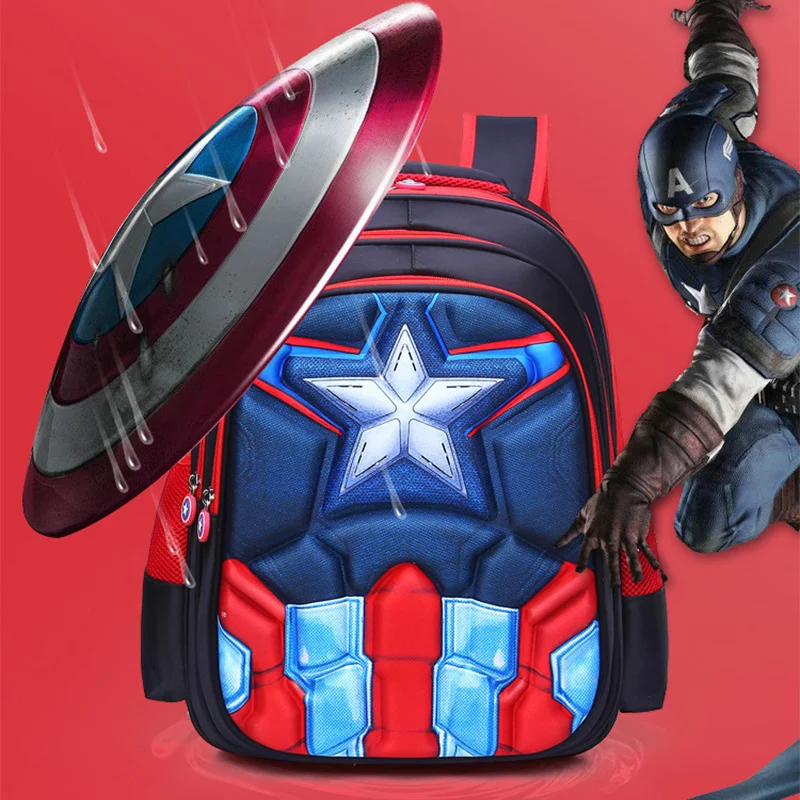 Disney Captain America Kids 3d Cute Spiderman Design Print Backpack Children Bag Boys Primary School Bag Kindergarten Backpack