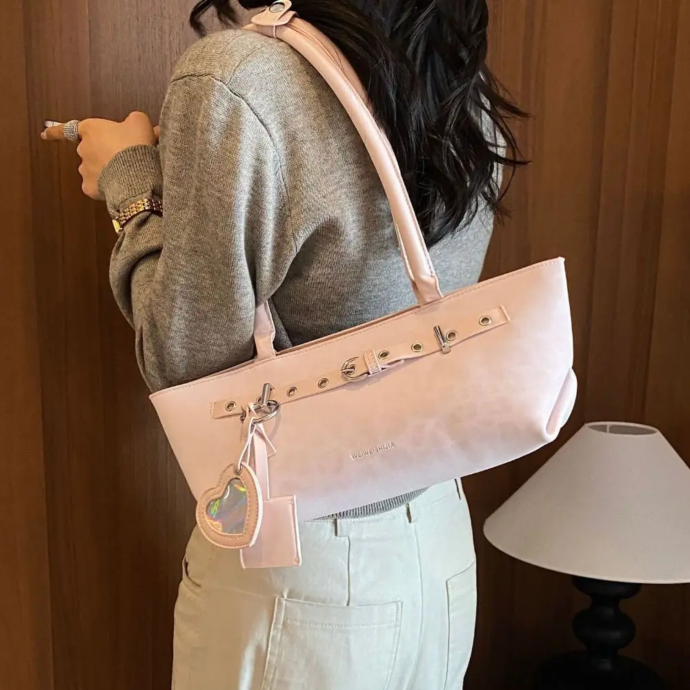PU Leather Leopard Print Tote Bag Large Capacity Belt Decoration Women's Shoulder Bag Leopard Print Trend Design Underarm Bag