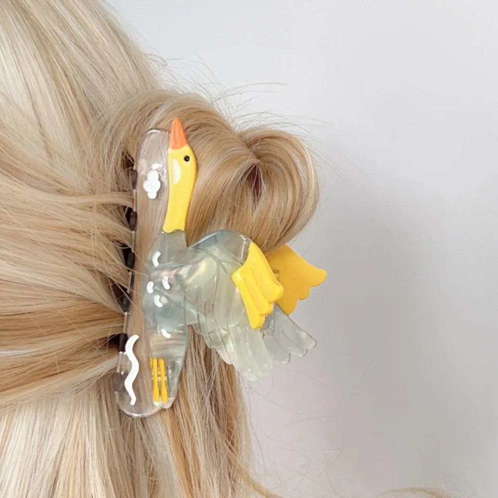 

Sweet Cartoon Wild Goose Shark Clip Vintage Hairpin Bird Hair Claw Non-slip Acetic Acid Acetate Shark Clip Party
