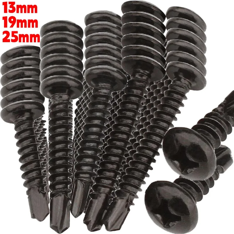 

50-200pcs Self Tapping Sheet Screws Metal Head Screws Black Stainless Steel Assortment Kit Self Drilling Phillips Cross Screw