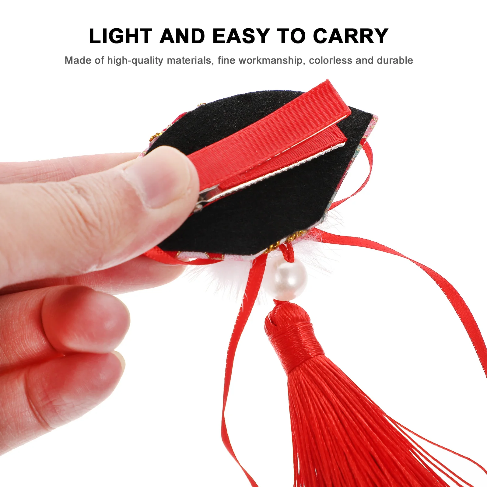 

1Pair New Year Cloth Fan Shape Tassels Hair Clips Lightweight Hair Pin Party Headband Retro Accessories New Year Headdress