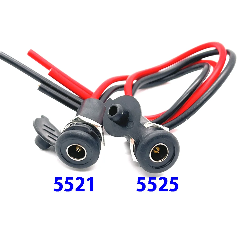 1szt 5521 5525 Z kablem Przewodowe zasilanie DC Żeńskie 5,5 * 2,1 5,5 * 2,5 mm Gniazdo DC Wysoki prąd Wszystkie męskie żeńskie złącze wtykowe zasilania — zdjęcie 3