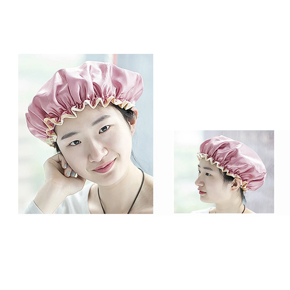 

3 Pcs Waterproof Shower Cap Double-deck Bath Hat Hair Mold Resistant Bathing Caps