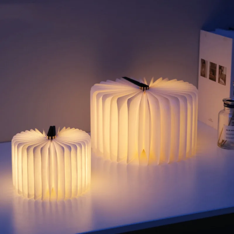 Creative ไฟ Led เปลี่ยนสีได้หนังสือแบบพกพาหน้าเปลี่ยน Mini Book Light พับตารางโคมไฟชาร์จ Usb Night Light