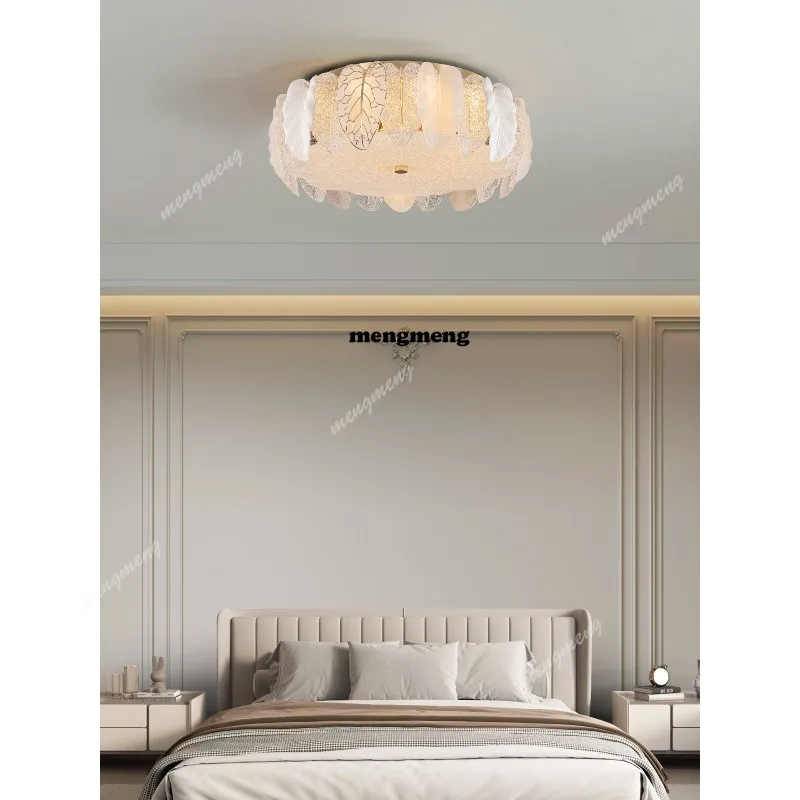 Bedroom light French light luxury glass ceiling light creative leaves full spectrum eye protection study restaurant