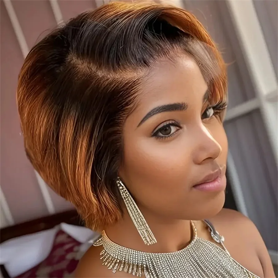 

Парик с стрижкой пикси, парики из натуральных волос, короткий боб Perruque Bresillienne 13X4X1, прозрачный парик на шнурке, объемная волна, человеческие волосы