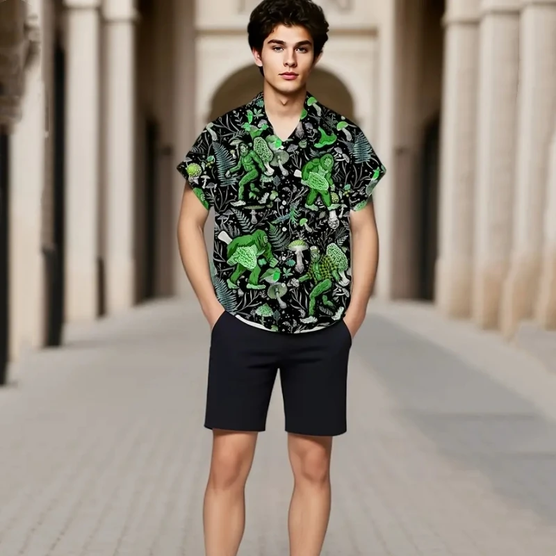 Camicia da uomo retrò camicie hawaiane con stampa scimpanzé per uomo camicia Casual a maniche corte da spiaggia estiva abiti oversize di alta qualità