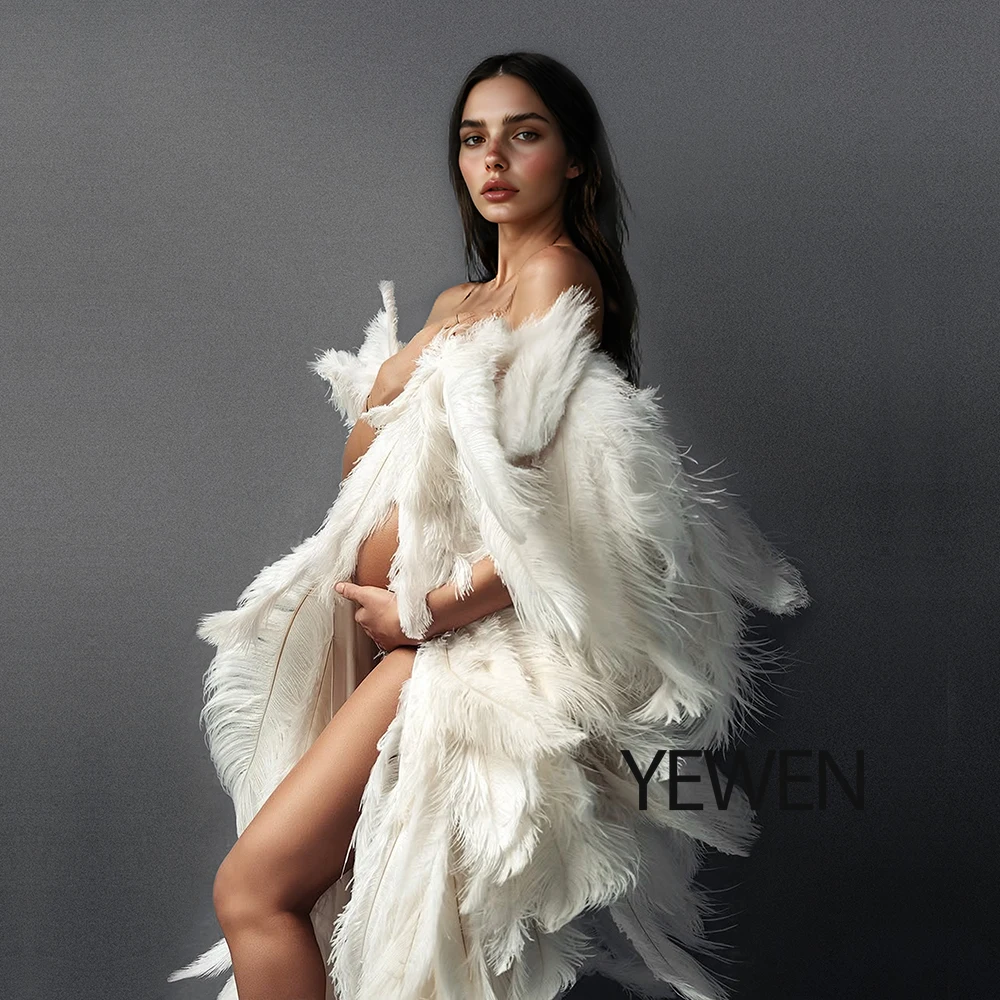 Luxury Ostrich Feather Cape Elegant Maternity Gown Robe for Photoshoot  Pregnancy Shooting Dress Photography Props 2025 Outfit - AliExpress 320