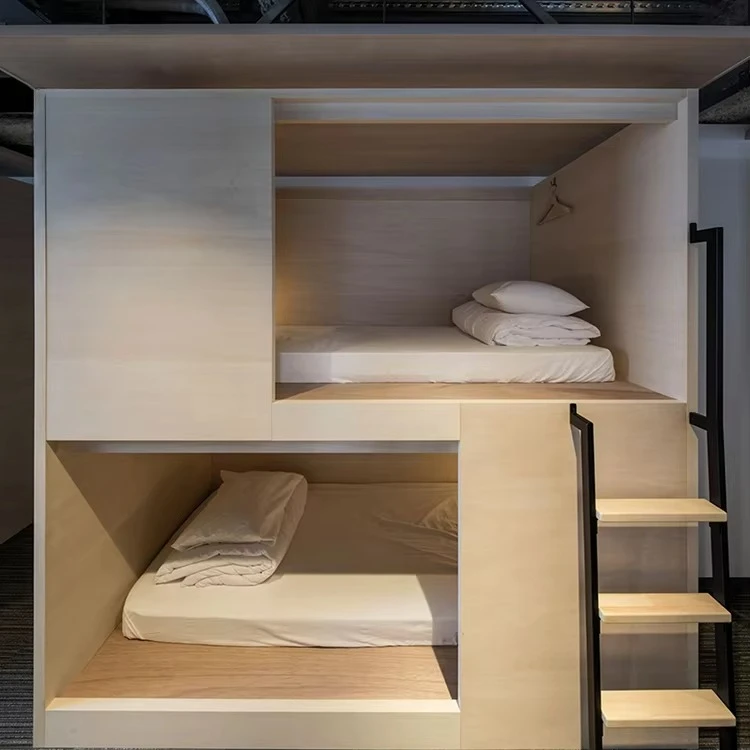 High End Vertical Sleeping Capsule Bed with Light Compatible Capsule Bunk Bed for Capsule Hostel Lodge