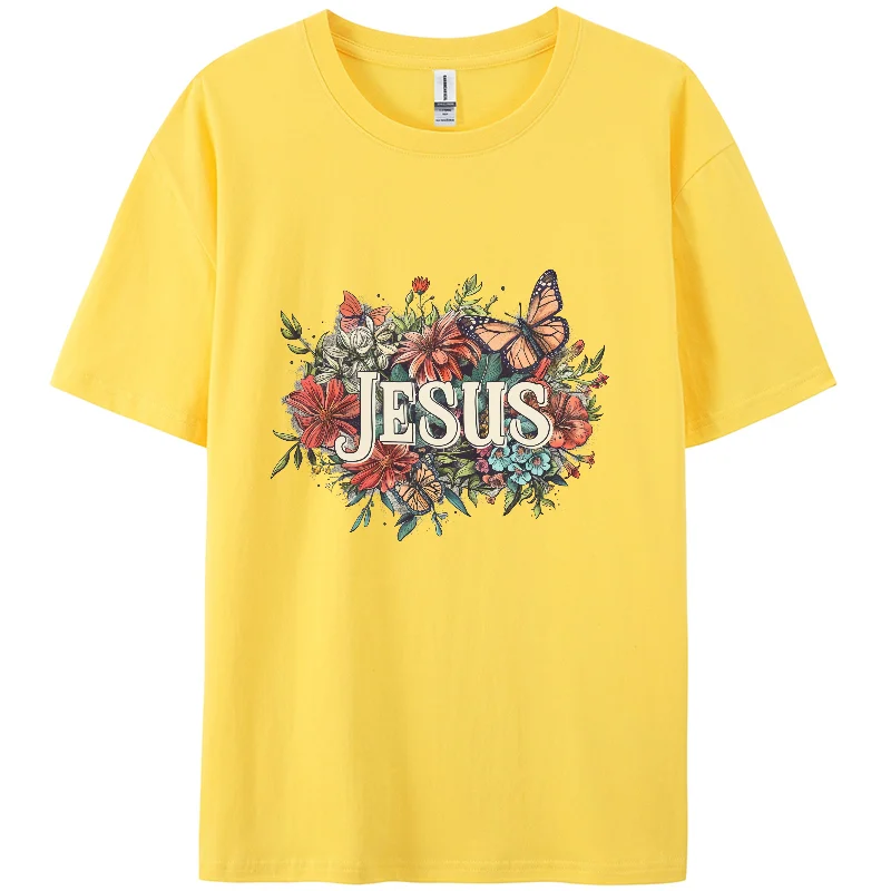 Single sided printed t-shirts, Casual summer T-shirt, Short T-shirt, Jesus,  Cross, fashion, The Christian, Neutral,100% cotton