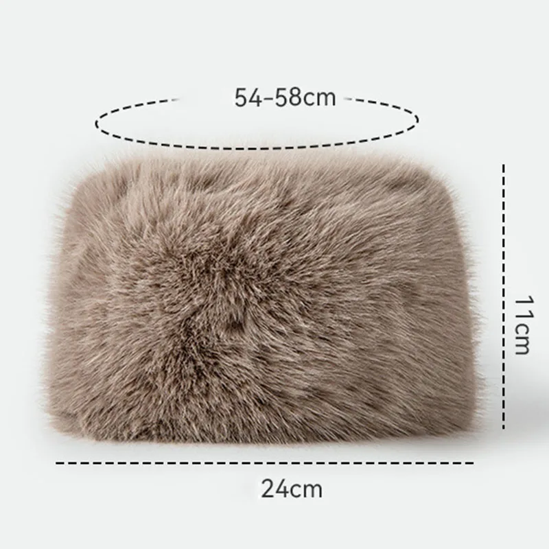 Winter Fluffy Faux Fur Bucket Hat Women Warm Thick Plush Headband Hat Outdoor Earwarmer Ski Hats