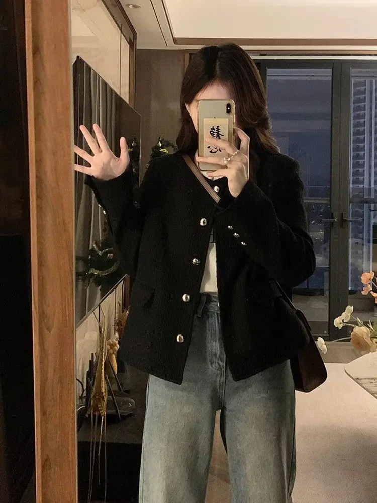 

Женские пальто Куртки Женское осенне-весеннее пальто Свободное облегающее женское пальто большого размера на пуговицах с передним карманом Чистый простой базовый стиль Длинное