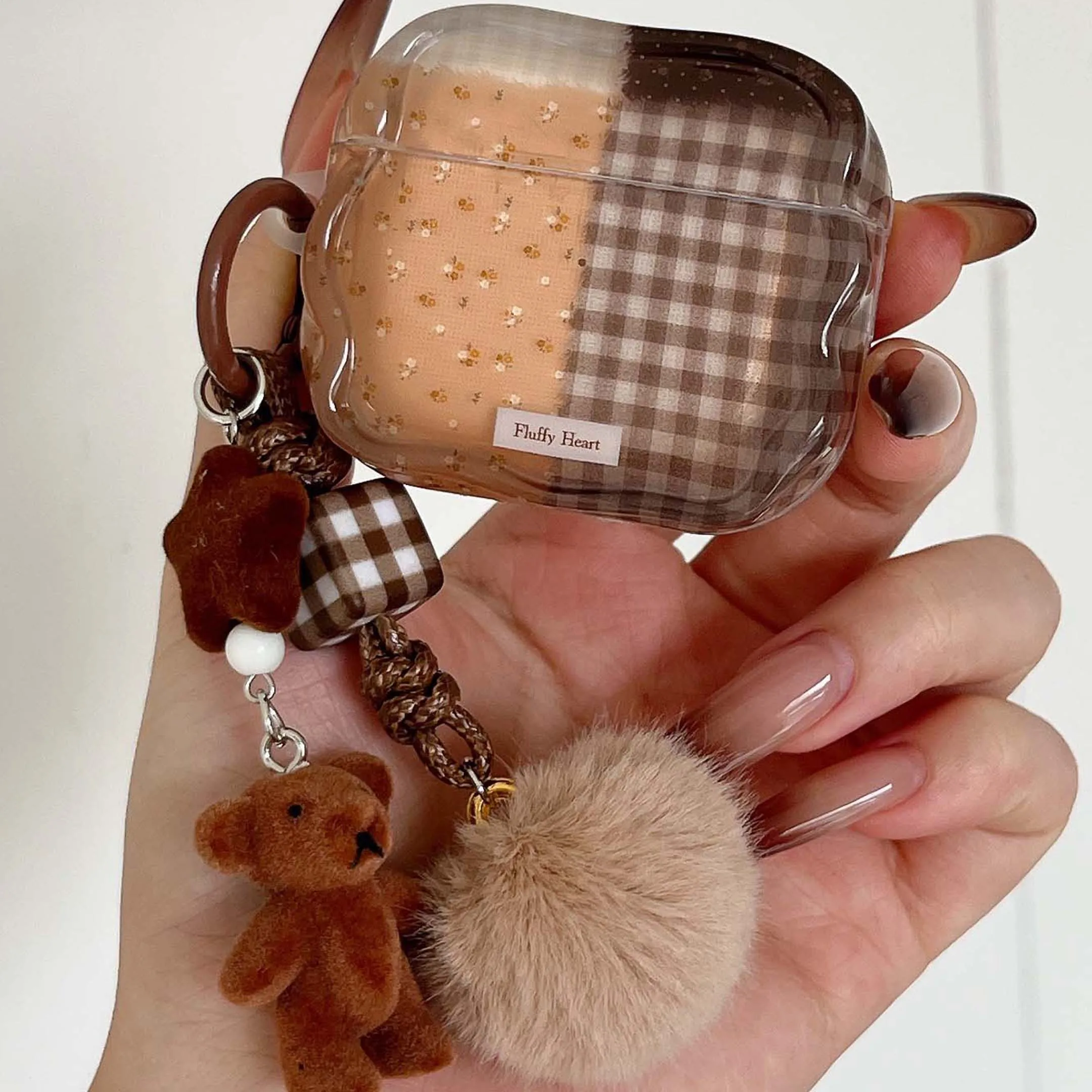 زهرة ins الكرتون الدب سوار متموج للصدمات imd حقيبة سماعة الاذن لابل airpods 4 برو 2nd 2 3 1 صندوق بلوتوث لاسلكي #1