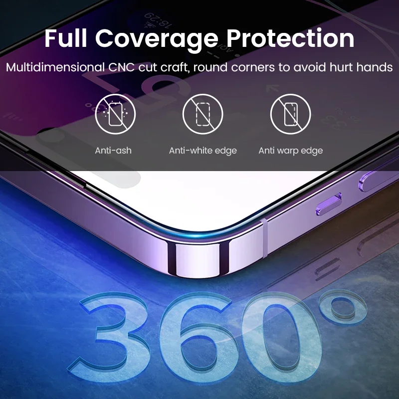 5 قطعة زجاج مقسى شفاف 9H لهاتف آيفون 16 15 14 Plus 13 12 mini 11 Pro X XS Max XR واقي للشاشة مقاوم للانفجار