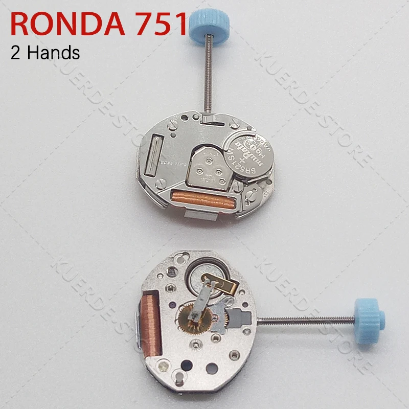 العلامة التجارية الجديدة روندا 751 حركة 2 الأيدي حركة ساعة كوارتز مع ملحقات استبدال البطارية
