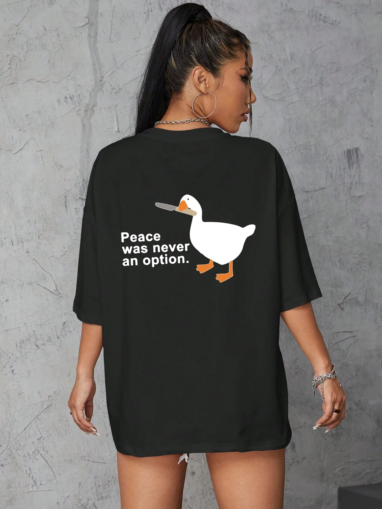 Peace Was Never An Option Printed Female Tshirt Breathable High Quality T Shirt Cotton Brand Tops Oversized S-XXXL Women Tshirts