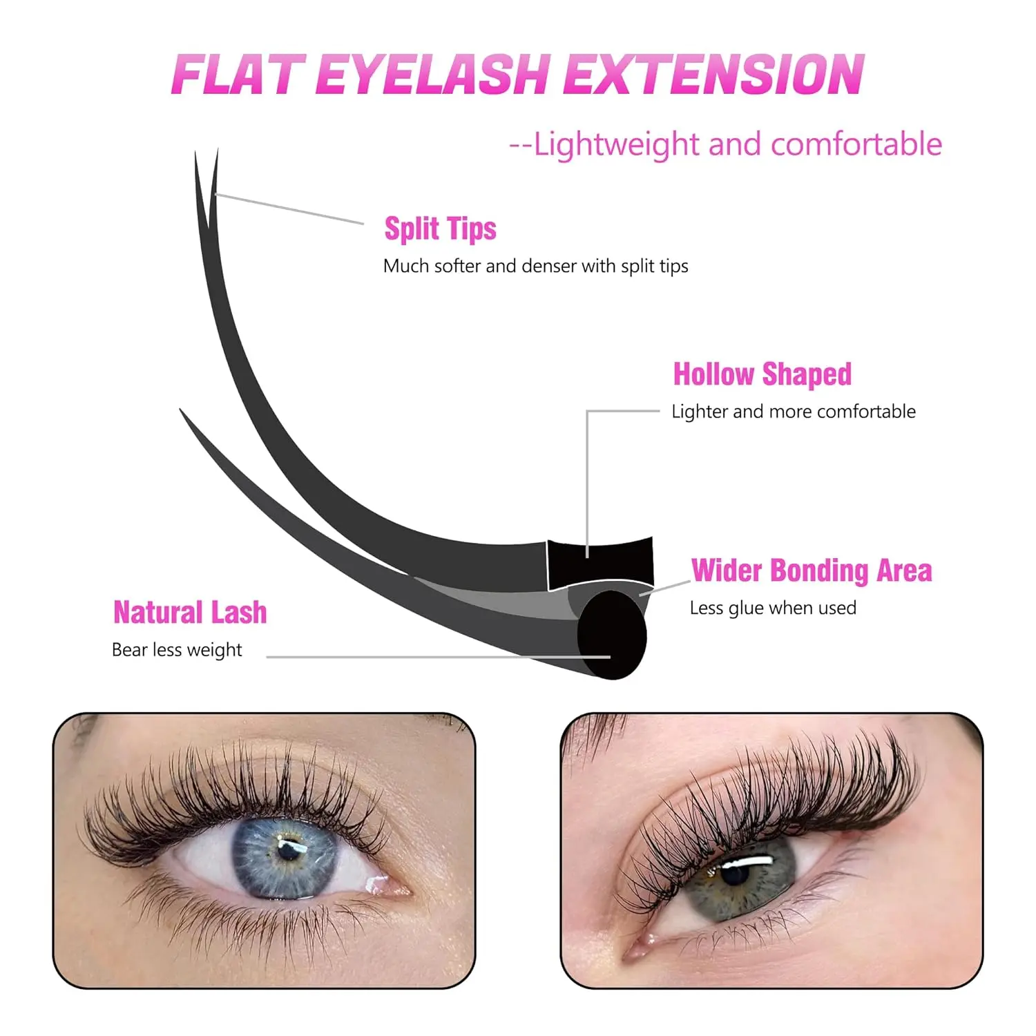 TDANCE Klassische Flache Wimpernverlängerungen Individuelle Matte Nerz-Wimpern Weiche Individuelle Split-Tips Matte Weiche Faux-Nerz Falsche Wimpern – Detail 4