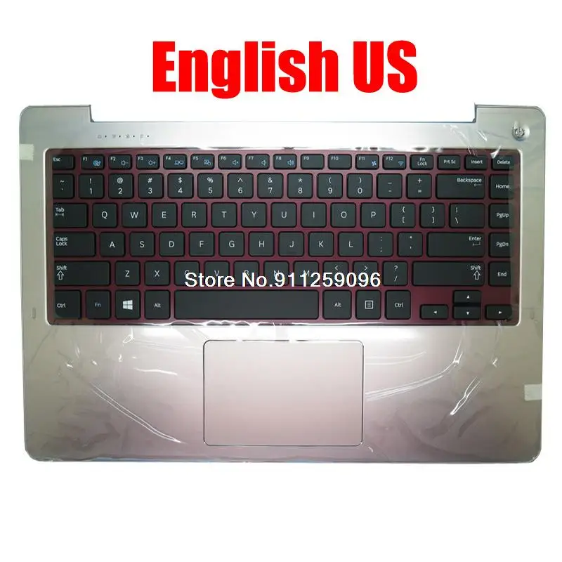 Laptop Tempat Berteduh & Keyboard untuk Samsung NP540U4E NP530U4E 540U4E 530U4E Bahasa BA75-04647F BA75-04658A dengan Touchpad Baru