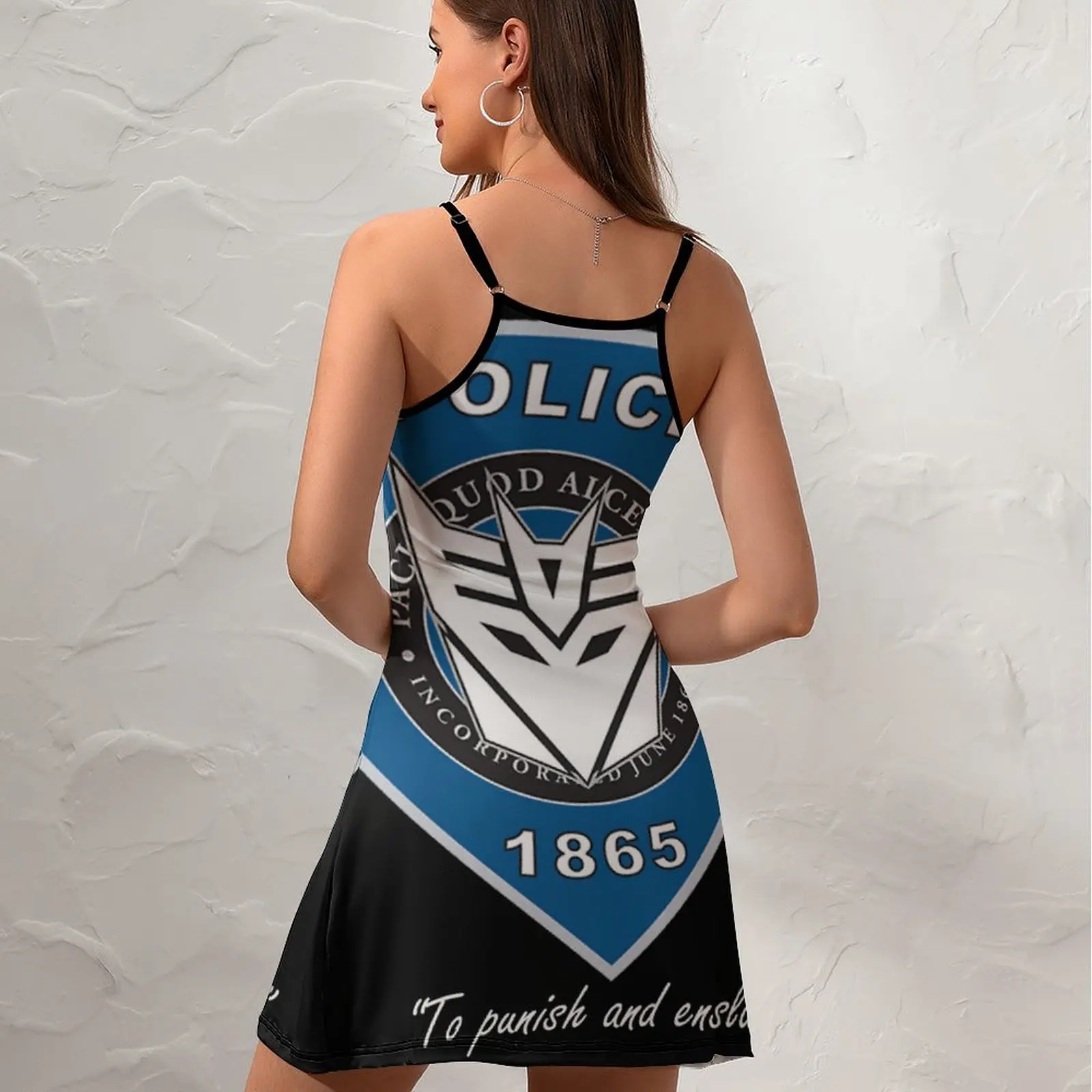 Black Decepticon Soundwave  Wordtee Vintage 26  Women's Sling Dress Humor Graphic Strappy Dress Vintage Exotic Woman's Clothin