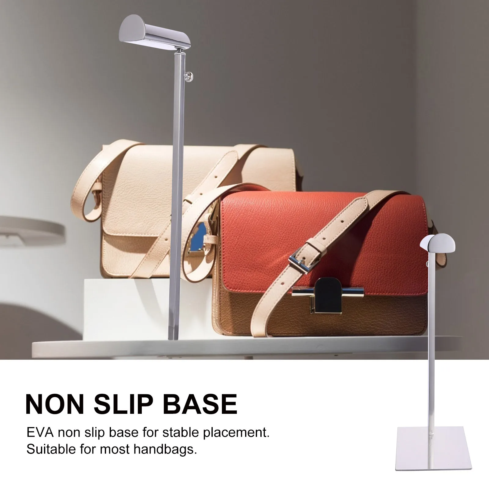 

1Pcs Handbag Display Rack Adjustable Height Metal Bag Stand Organizer Holder Non-Slip Base Multipurpose Storage